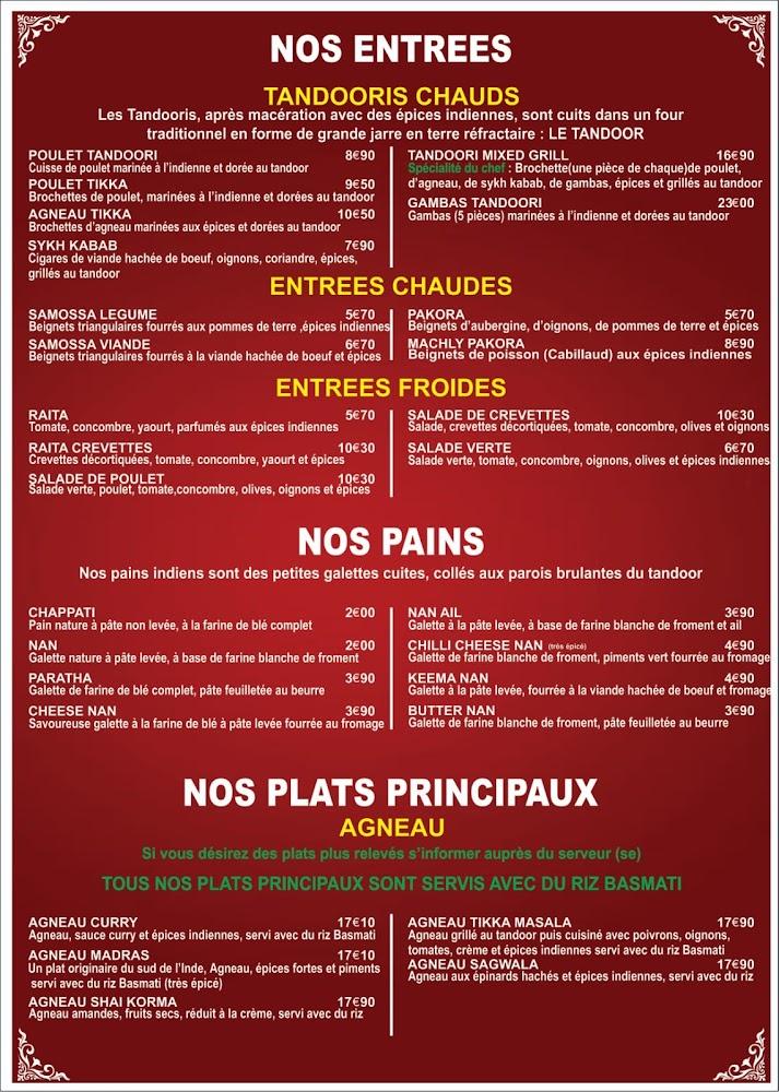 Taj Mahal - Menu Image 1